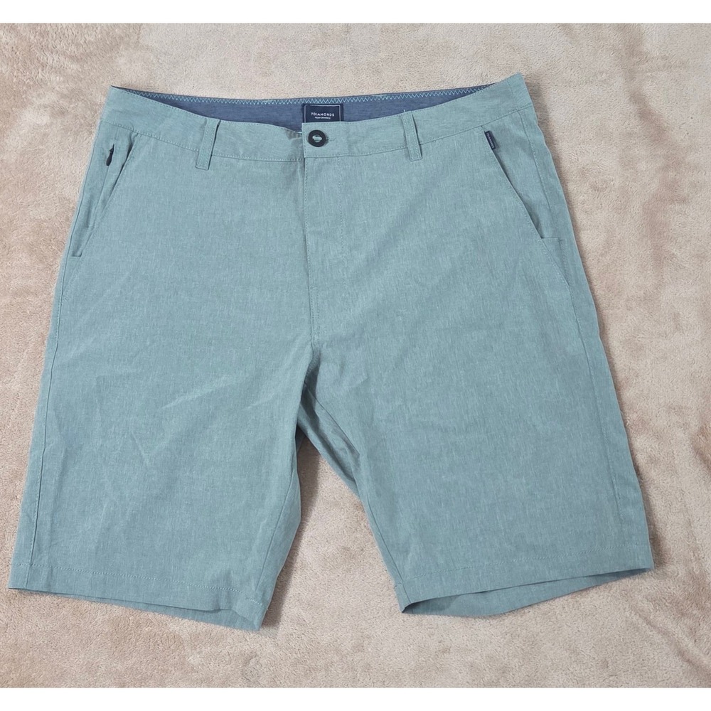7 Diamonds Performance Shorts 10" Men's 36 Green Stretch Chino EUC